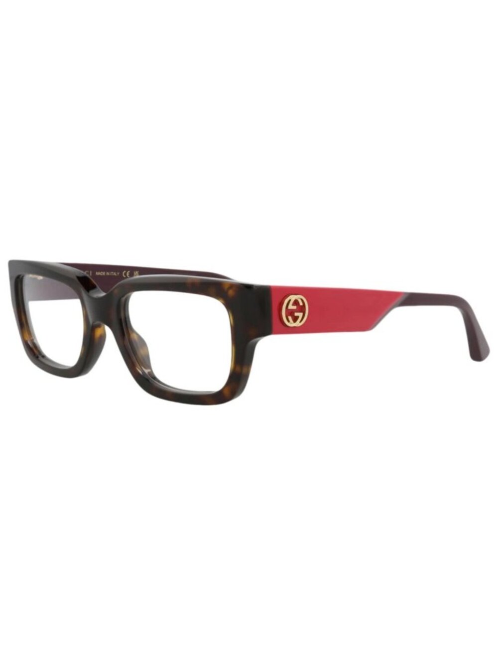 New Gucci Women's Eyeglasses Square Rectangle Recycled Acetate Frame Havana